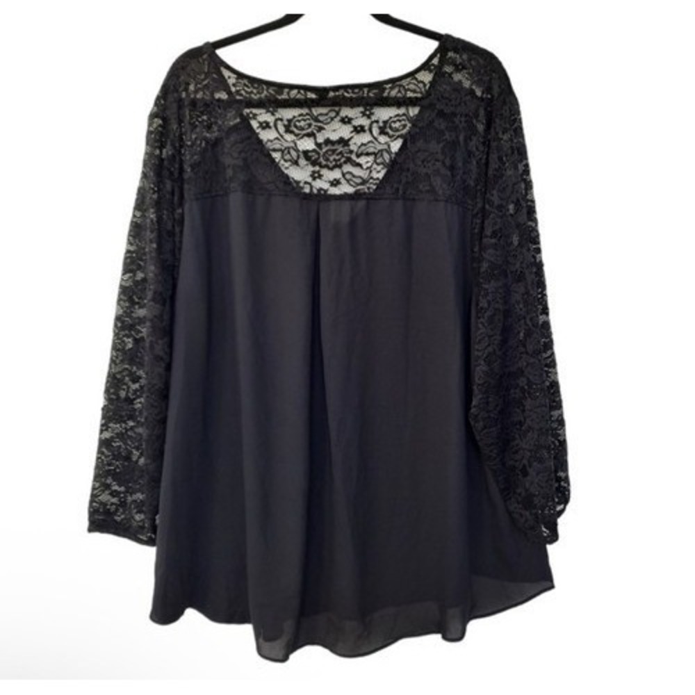 Torrid Black Goergette Lace Sleeve V-Neck Blouse Women 2 China